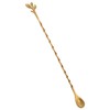 AnSaw Gold 10-Inch Stainless Steel Cocktail Spoon with Leaf Handle