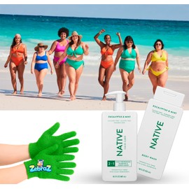 ZebraZ Shower Kit – Eucalyptus Mint 2-in-1 Shampoo & Conditioner + Body Wash + Exfoliating Glove – 1 Kit