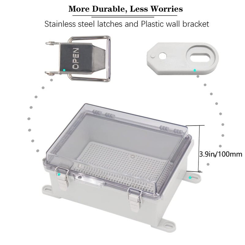 Zulkit Junction Box,IP67 Waterproof Electrical Box Hinged Clear Cover Stainless