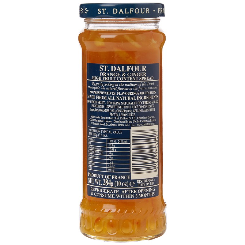St. Dalfour Orange and Ginger High Fruit Spread, 284g