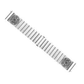 NICKSTON Engraved Band Strap Compatible with Garmin Venu 2 Vivoactive 4 and Forerunner 255 Music Silver Stainless Steel Bracelet S-F1 (6" (152mm) Wrist Size)