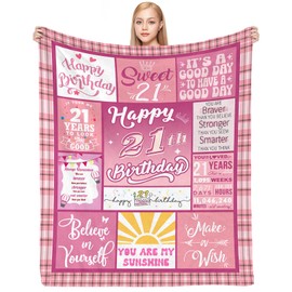 CAPRIFIC 21st Birthday Gifts for Her 21st Birthday Gifts for Her Daughter Birthday Gifts for Sister Soft Flannel Blanket 150x130CM Friend Birthday Gifts Daughter Birthday Gifts for Teenage Girls