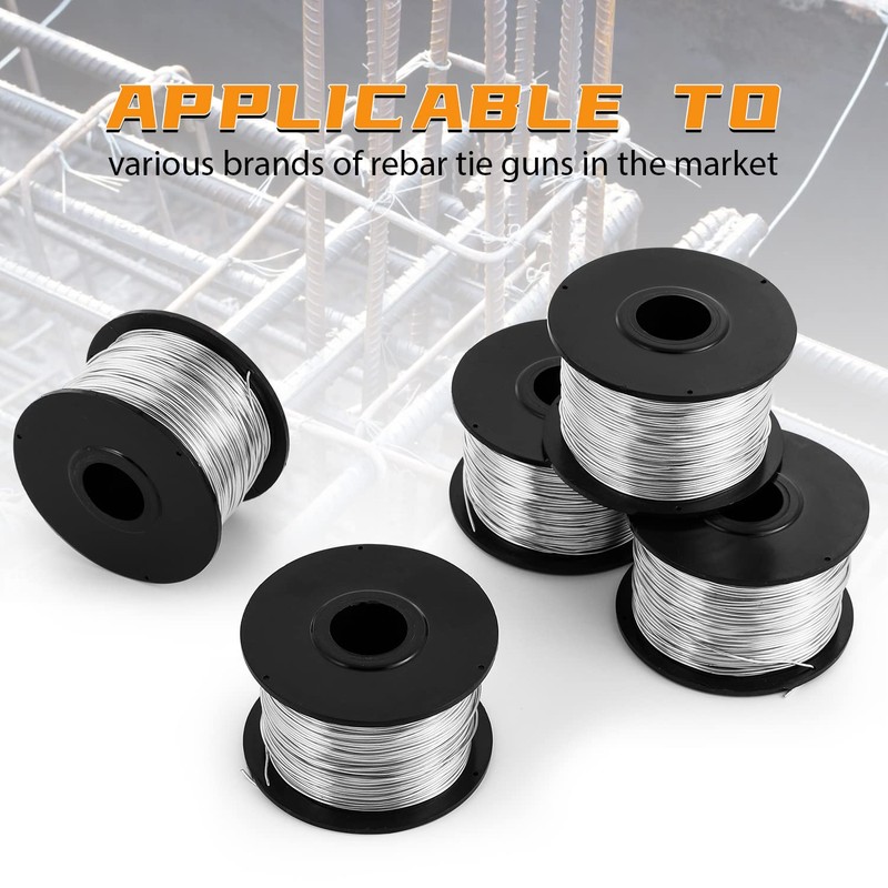 Proshine 5pcs Rebar Tie Wire, 1/32" Diameter, 40" Length, for
