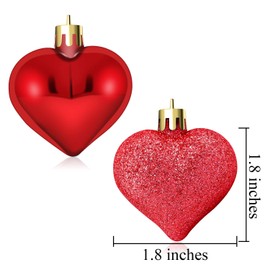 ELCOHO 24 Pieces Valentine's Day Heart Baubles Ornaments Heart Shaped Decoration Baubles for Valentine's Day Decoration, 2 Styles (Glossy, Glitter)