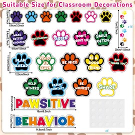 Justforjoyful Dog Paw Bulletin Board Set Pawsitive Behavior Classroom Bulletin Board Decoration Dog Paw Prints Cutouts Trim Borders Paw Prints Cutouts for Education Craft School Supplies Decor