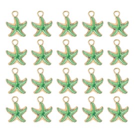 QUARKZMAN 30 Stück Seestern Charm, vergoldeter Charm für DIY Handy Zubehör Schlüsselanhänger Basteln, 17x14mm, Grün