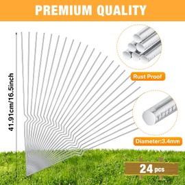 Tatuo 24 Pcs Yard Sign Stakes Heavy Duty 16.5'' Wire Yard Stakes Alternative to H Frame Metal Stakes Reusable Sign Holder for Spring Summer Lawn Sign Corrugated Plastic Signs