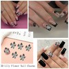 VOTACOS 200+PCS 3D Flower Nail Charms, Black Nail Gems Pearls