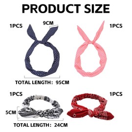 4 Pieces Bow Headbands, Retro Headbands, Fashion Printed Headbands, Clothing Accessories, Hair Accessories, Women's Hair Accessories