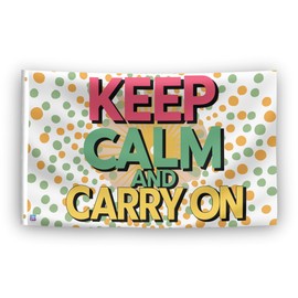 Keep Calm And Carry On Flag - 3x5 ft High-Durability Polyester Fade-Resistant, Weatherproof Outdoor/Indoor Banner