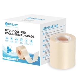 Hydrocolloid Bandages for Wound Care, Extra Large Medical-Grade Hydrocolloid Roll with Self-Adhesive, Ultra Absorbent, Flexible & Waterproof, DIY Size & Shape First Aid Kit Essential (2in*4.8ft)