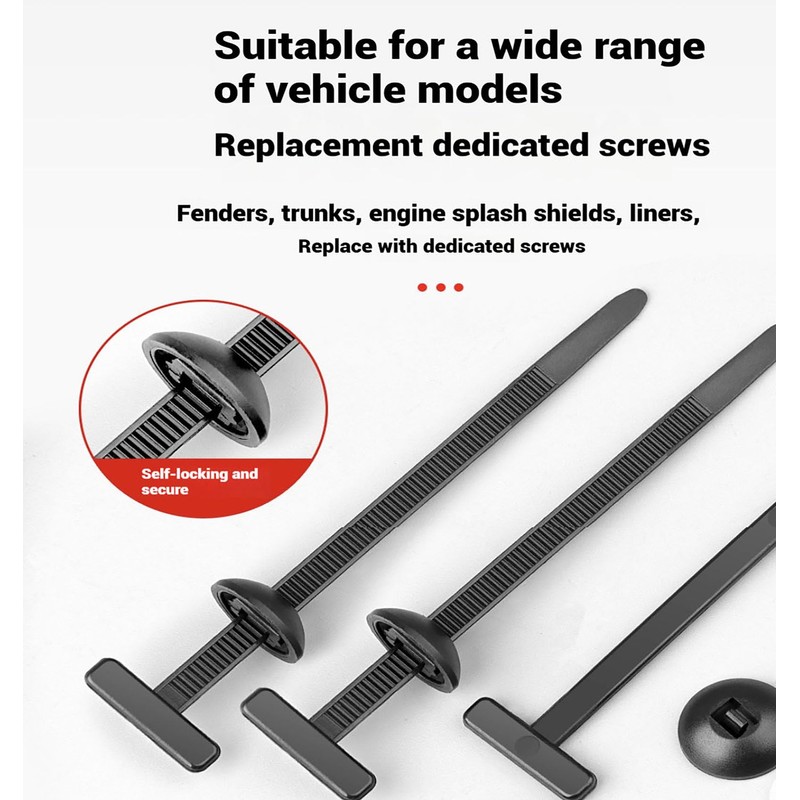 LZECJ 100Pcs Universal Automotive Zip Tie Retainer Clips, Nylon Push