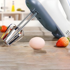 Retoo Hand Mixer with Bowl, Hand Mixer, Egg Beater, 100 W, 220 V, 7 Levels, Lightweight, Quiet, Hand Mixer, Turbo Button, Mixer, Whisk, Speed Switch, Dough Hook, White, Silver