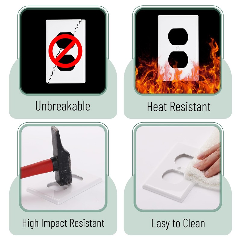 Bates- Duplex Wall Plate, 12 Pack, Ivory, Electrical Outlet Cover