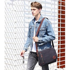 FANDARE Retro Umhängetasche Schultertasche Segeltuch Laptoprucksäcke für 14 Zoll Laptop Kuriertasche Herren Damen Crossbody Messenger Bag Reise Schule Hochschule Arbeit Multifunktions Schulranzen Blau