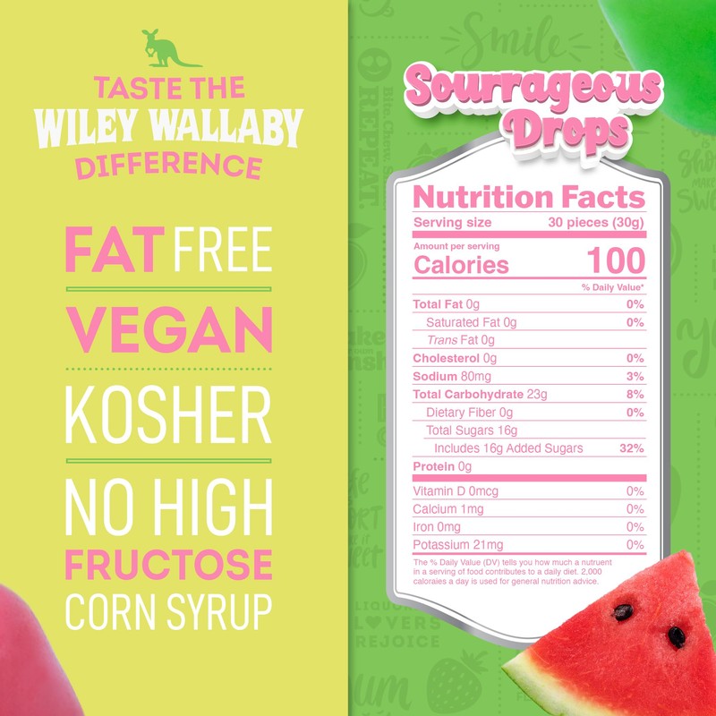 Wiley Wallaby Licorice Candy Bites 3.0 Ounce Gourmet Sourrageous Drops