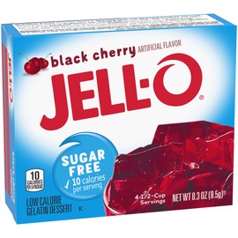 Jell-O Sugar-Free Gelatin Dessert, Black Cherry, 0.30-Ounce Boxes (Pack of 24)