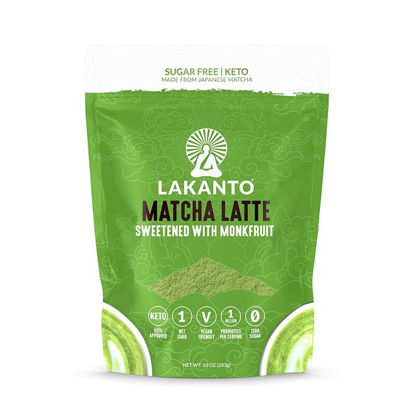 Lakanto Matcha Latte, Green Tea Powder with Probiotics and Fiber, Keto (10 Ounce)