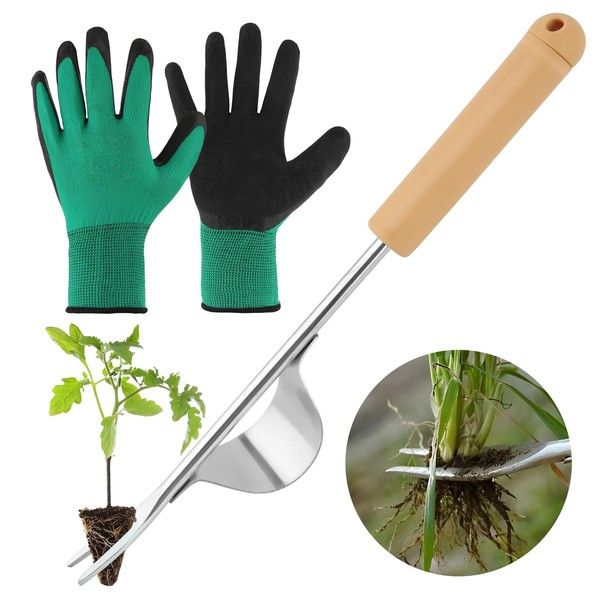 jwogngls 2024 Hand Weed Cutter Stainless Steel with Wooden Handle