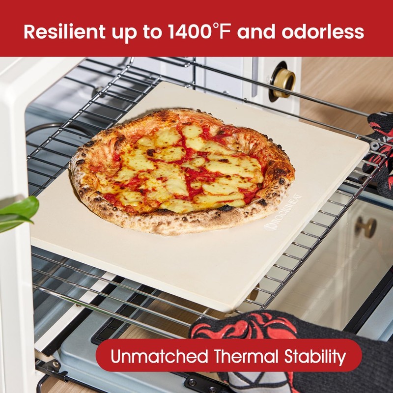 ROCKSHEAT Pizza Stone, Cordierite Pizza Pan for Oven Grill and