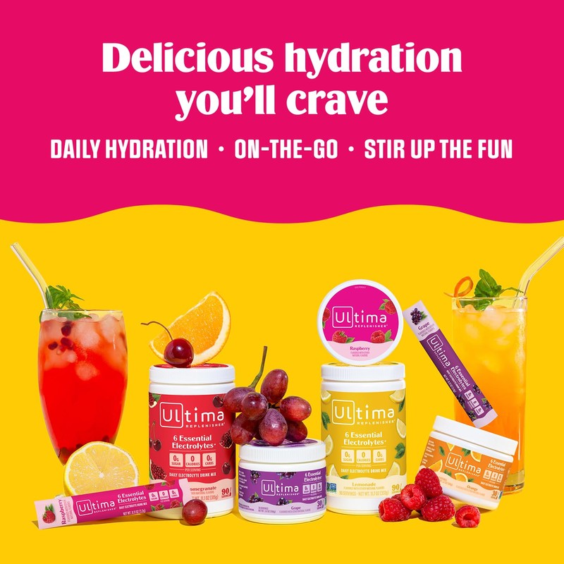 Ultima Replenisher Daily Electrolyte Powder – Lemonade, 20 Stickpacks –