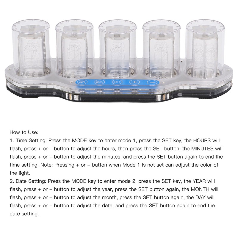 Nixie Tube Clock Breathing RGB High Accuracy Time Clock Luminous