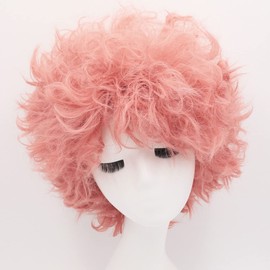 Fujitatsu QB-T2312 Afro Wig, Perm, Bomber, Heat Resistant, Cosplay Wig, Funny, Party Goods, Costume, Loose Fit, Wig Net, Bomber Wig, Ultra Bomb, Tokyo Revengers, Nahoya Kawada, Smiley, Pink, Uskurenai