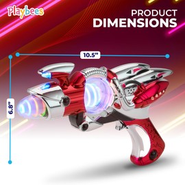 Playbees Light-Up Noise Blaster - Red - 11.5 Inches - Super Spinning Space Sound Effects with Futuristic Power Galaxy Ranger FX for Party Favor, Novelty Toy, Party Bag Stuffer for Ages 5+