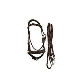 pony bitless bridle horse tack side pull hackamore brown and camo