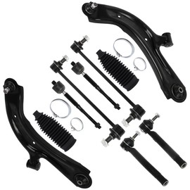 SCITOO 10-PC SET Suspension Kit For 2015-2018 For Chevy City Express 2013-2019 For Nissan Sentra NV200 Front Lower Control Arm and Ball Joint Inner Outer Tie Rod End w/Boot Sway Bar End Link