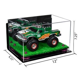 Better Display Cases Acrylic Versatile Display Case - Medium Rectangle Box with Mirror Case, Purple Risers, Wall Mount and Turf Base 12" x 8.25" x 7.25" (A018/V40)
