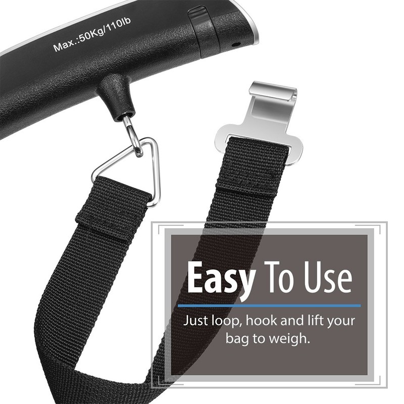 Fosmon Digital Luggage Scale (2 Pack), LCD Display Backlight Temperature