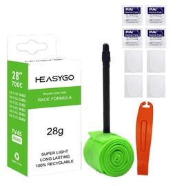 Bike Inner Tube Super Light 30g TPU Road Bicycle Tubes Valve Compatible with 700x18/23/25/28/30/32C Tire Presta Valves 65mm for MTB (Includes 4 Bicycle Inner Tube Patches/2 Tire Changing Tools/Green)