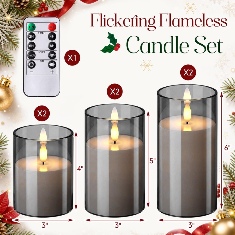 Retisee 6 Pcs Fall Flickering Flameless Candles, Acrylic Battery Operated