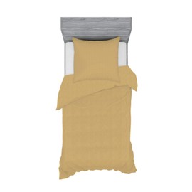 ABAKUHAUS Cotton Duvet Cover Set, Hotel Quality Bedding & Pillowcase with Zip Bedroom, Duvet Cover with 1 Pillowcase, 135 cm x 200 cm, Light Brown