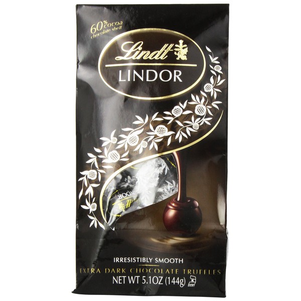 Lindt LINDOR 60% Extra Dark Chocolate Truffles, 5.1 Ounce (Pack of 6)