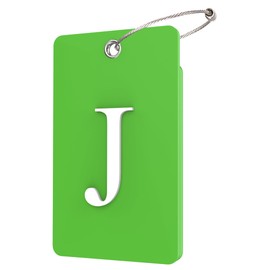 Gostwo 2 Pack Luggage Tags for Suitcases, 26 Initial Letter Travel Luggage Baggage Identification Labels ID Tag Fully Bendable Tags with Stainless Steel Loop (Green) (Letter J)