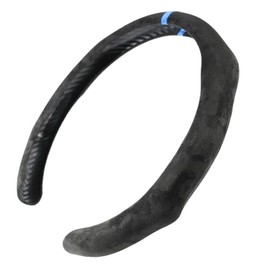 Cubierta de volante deportiva de gamuza de instalación rápida con franja azul para 36,8 a 38,1 cm de coche sedán, cupé, SUV, camioneta 36,8 a 38,1 cm