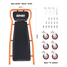 DNA MOTORING TOOLS-00272 Rolling Car Creeper with 3-leves Adjustable Headrest & 6 Casters,300lbs Max Weight Capacity,Orange