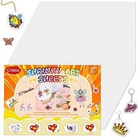 Shrinky Dink Paper, Cridoz 18Pcs Shrinky Dink Sheets Shrink Plastic Film for Keychains and Kids Creative Art Craft Marking