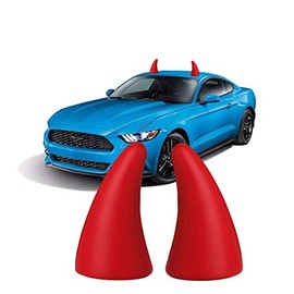 Car Roof Decoration 3D Bumper Hood Stickers - Easy to Fnd Car in The Parking Lot - Anti-Collision Protector Devil Horn Car Helmet Sticker Decal (Red, 2Pcs)