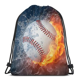 Richugui Cool Pattern Fire Baseball Waterproof Gym Drawstring Bag, Sports Backpack String Bags Gifts for Women MeCool Patternn, black