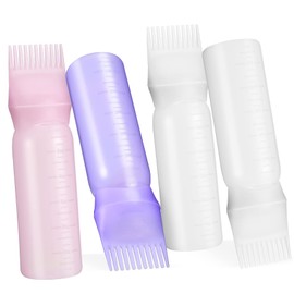 FRCOLOR Hair Oil Applicator Bottle 4PCS Root Comb Applicator Bottles Graduated Scale for Hair Care