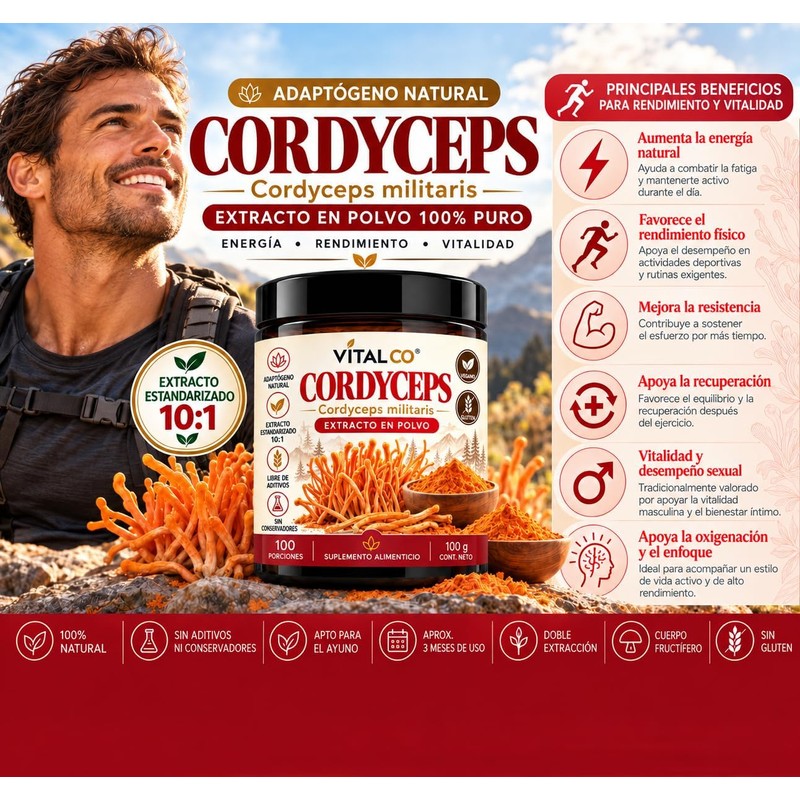 Hongo Cordyceps - Extracto Puro en Polvo 100 g -