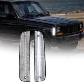 Aexploer Side Marker Lights LED Compatible with Cherokee XJ 1997 1998 1999 2000 2001,Bumper Corner Parking Signal Lights Clear Lens White Light