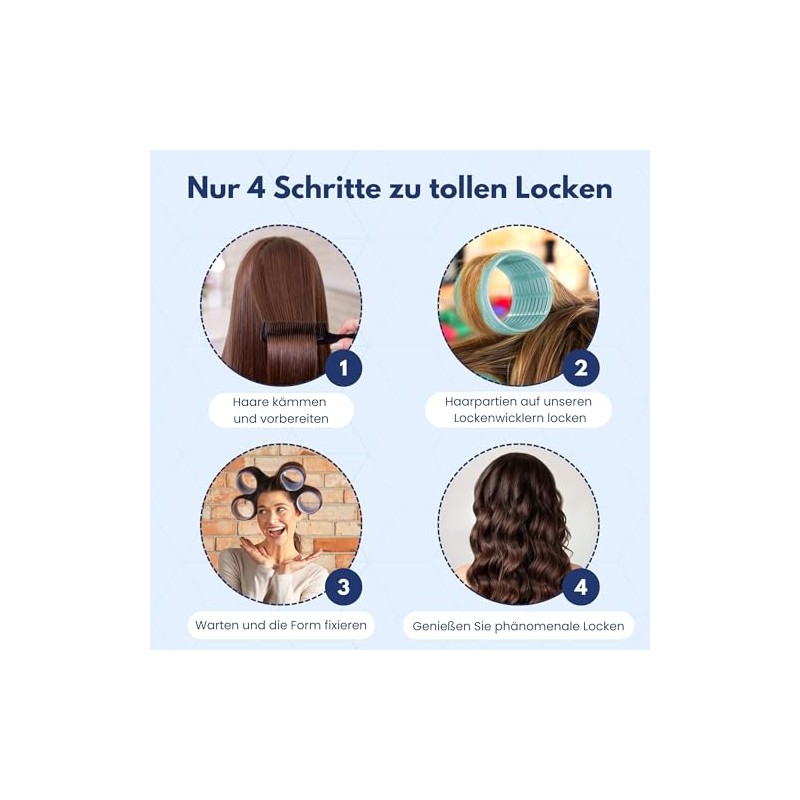 PONIK'S PROFESSIONAL - Haarrollen Lockenwickler, Lockenwickler Selbsthaftend Set, Haar Roller