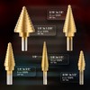 ZELCAN HSS 5PCS Titanium Step Drill Bit Set with Automatic