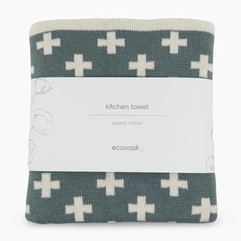 Ecovask Kitchen Tea Towel Single Organic Cotton, Denim +