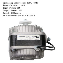 YZF18-25 Electric Fan Shaded Pole Motor 120V 60Hz 1.01A 18W AC Fan Motor for Small Ventilation Equipment,Refrigeration Equipment Radiator Evaporator (YZF18-25)