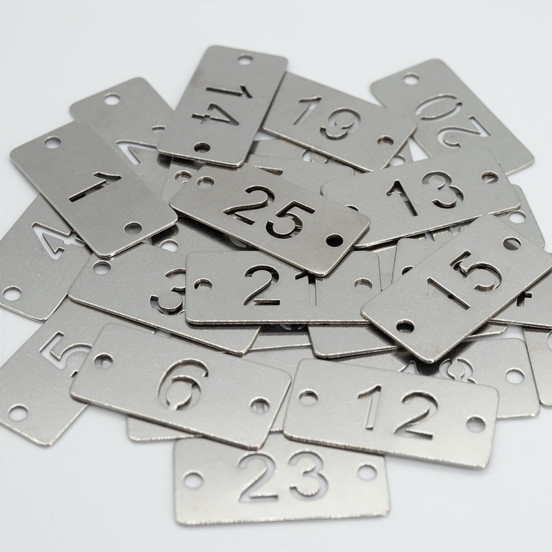 Rectangle Metal Hollowed Numbered Tags Stainless Steel Number Tags Key